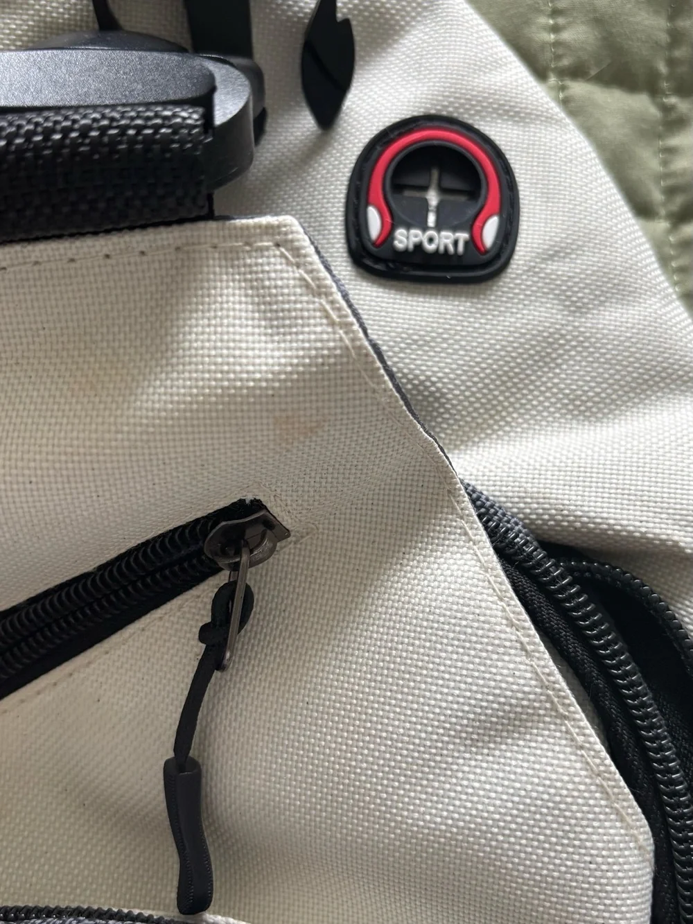 Men’s White Sling Bag with Black Trim